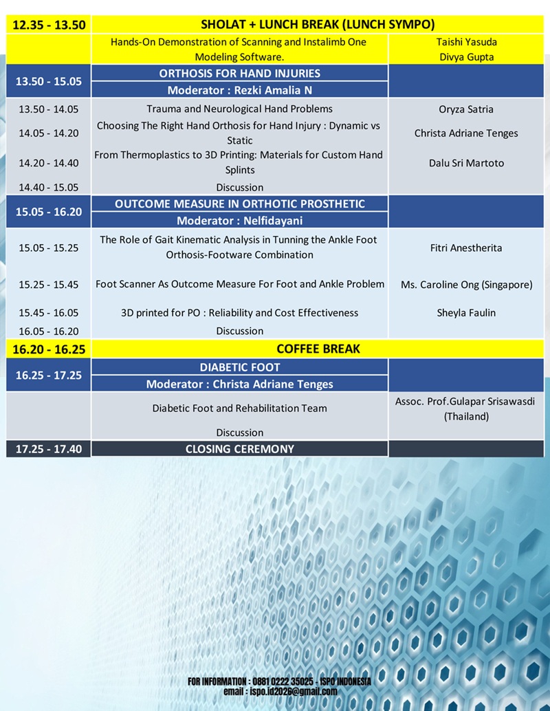 5th ISPO Indonesia Scientific Meeting, Symposium & Workshop, Future Direction in Prosthetics and Orthotics: Innovation, Integration and Impact at RA Suites Hotel Jakarta, 14-15 February 2026 08:00-18:00